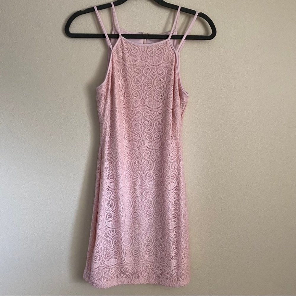Size 4 Guess Pink lace dress with spaghetti straps
